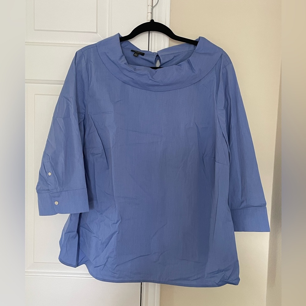 Talbots Light Blue Folded Boatneck Collar Blouse Sz. 2XP